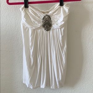 White Beaded strapless tube top